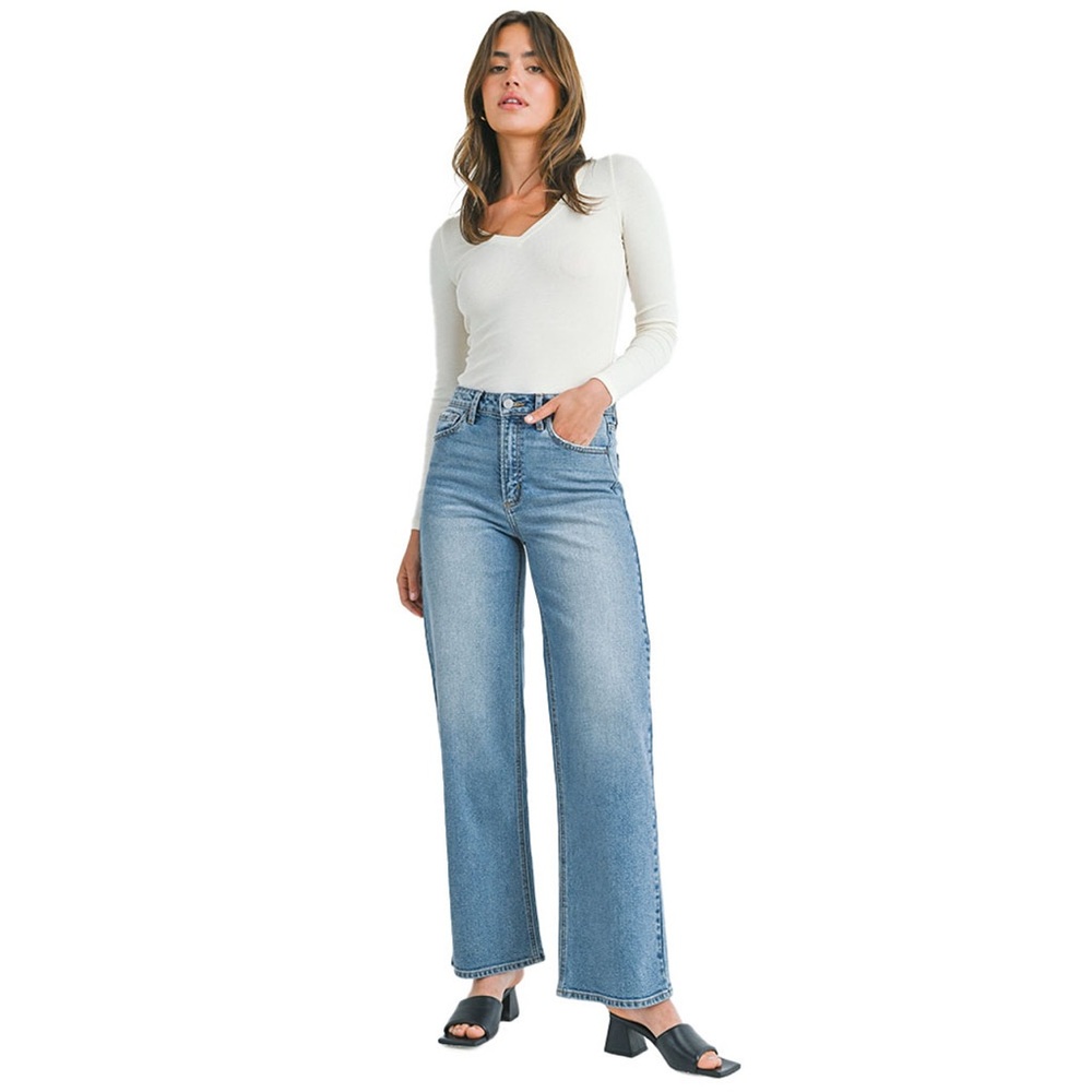 Just Black Denim High Rise Full Length Straight Leg Jeans